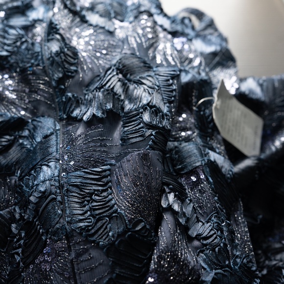 Betsy & Adam - Flower Embroidered Cap Sleeve Gown - Picture 12 of 14